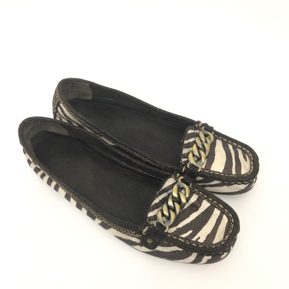 Unisa Animal Print Brown Off White Loafers - Picture 1 of 7